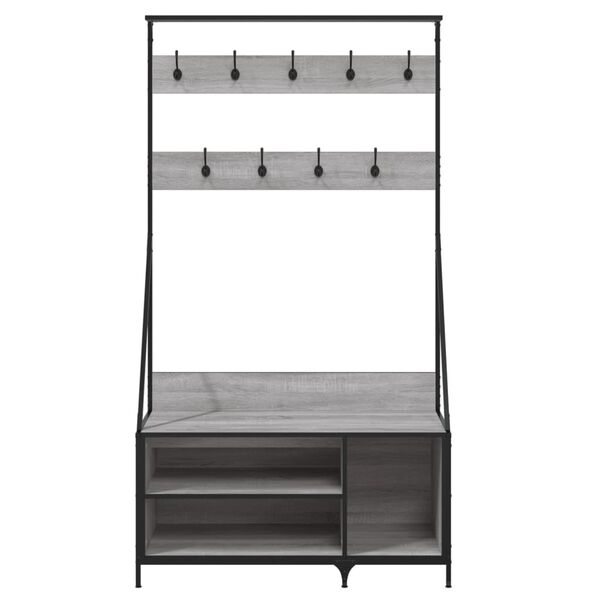 vidaXL Clothes Rack with Shoe Storage Grey Sonoma 100x41x184 cm