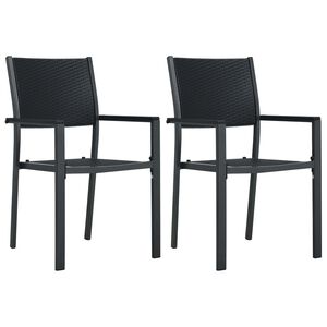 vidaXL Garden Chairs 2 pcs Black Plastic Rattan Look