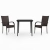 vidaXL 3 Piece Garden Dining Set Brown and Black