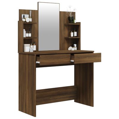 vidaXL Dressing Table with Mirror Brown Oak 96x40x142 cm