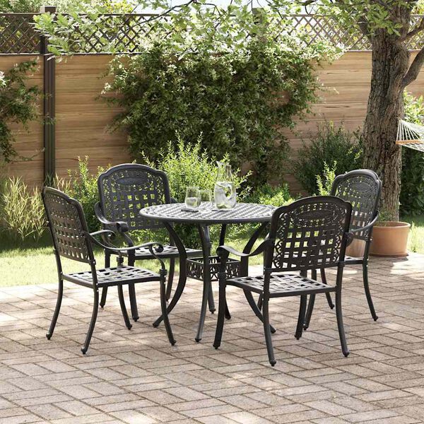 vidaXL Garden Dining Set 5 pcs Black Aluminium