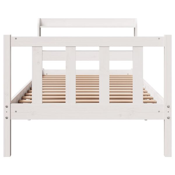vidaXL Bed Frame without Mattress White 75x190 cm Small Single Solid Wood Pine