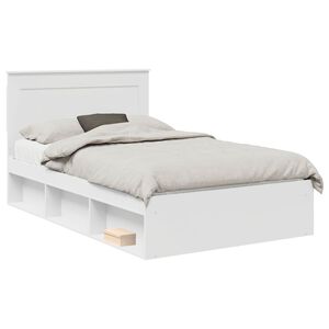 vidaXL Bed Frame with Headboard White 120 x 200 cm Solid Pine Wood