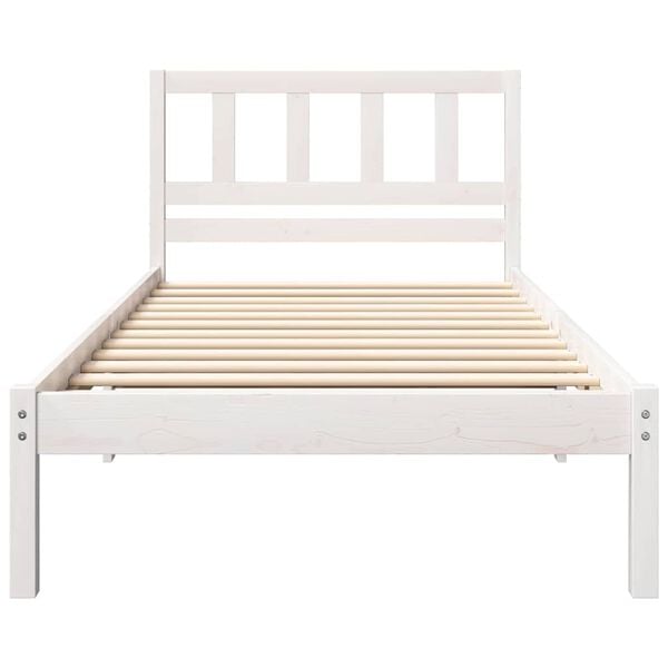 vidaXL Bed Frame with Headboard White 90 x 200 cm Solid Pine Wood