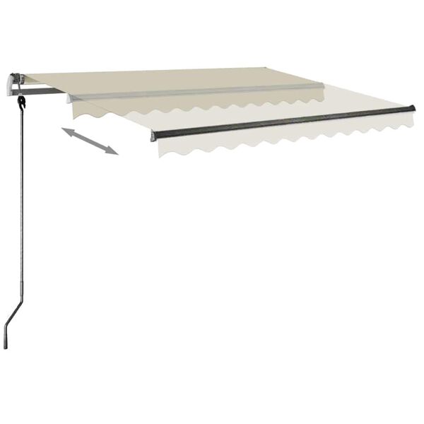 vidaXL Freestanding Manual Retractable Awning 350x250 cm Cream