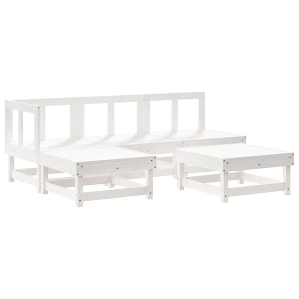 vidaXL 5 Piece Garden Lounge Set White Solid Wood Pine