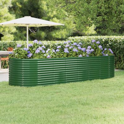 vidaXL Garden Raised Bed Powder-coated Steel 322x100x68 cm Green