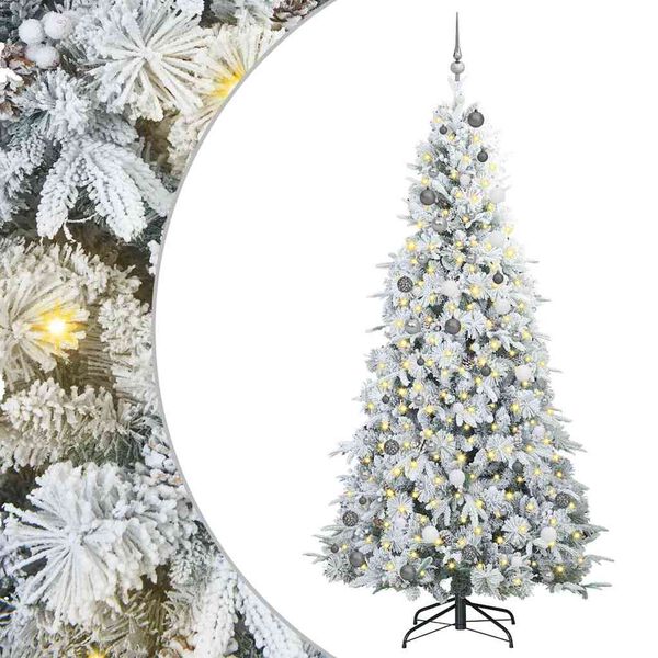 vidaXL Artificial Hinged Christmas Tree White 240 cm PE and PVC