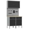 vidaXL Work Cabinet with Drawer 5 pcs Black Engineered Wood and Steel