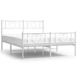vidaXL Metal Bed Frame without Mattress with Footboard White 120x190cm