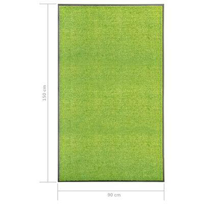 vidaXL Doormat Washable Green 90x150 cm