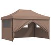 vidaXL Foldable Party Tent Pop-Up with 4 Sidewalls Brown