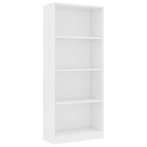 vidaXL 4-Tier Book Cabinet White 60x24x142 cm Engineered Wood