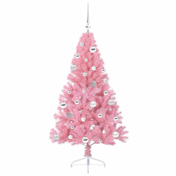vidaXL Artificial Pre-lit Christmas Tree with 150 LEDs Pink 150 cm PVC