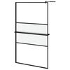 vidaXL Walk-in Shower Wall with Shelf Black 115x195 cm ESG Glass&Aluminium