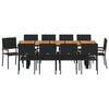 vidaXL Garden Dining Set 11 pcs Black Poly Rattan