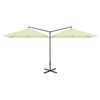 vidaXL Double Garden Parasol with Steel Pole Sand 600x300 cm