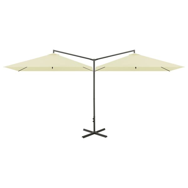 vidaXL Double Garden Parasol with Steel Pole Sand 600x300 cm