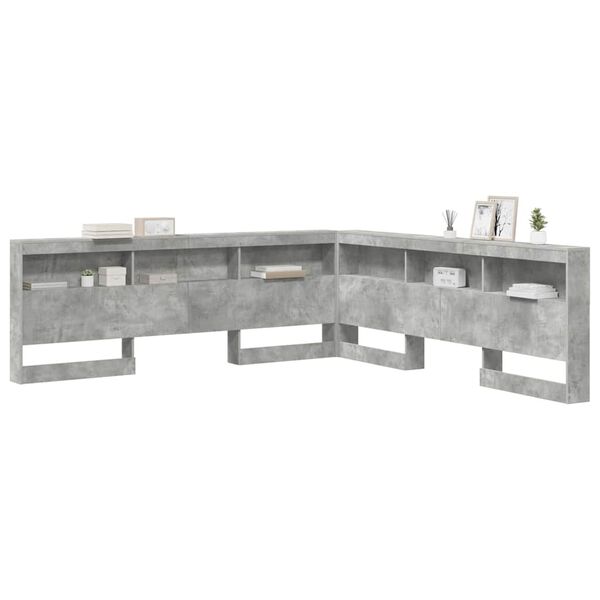 vidaXL Storage Headboard Concrete Grey 200 cm Engineered Wood