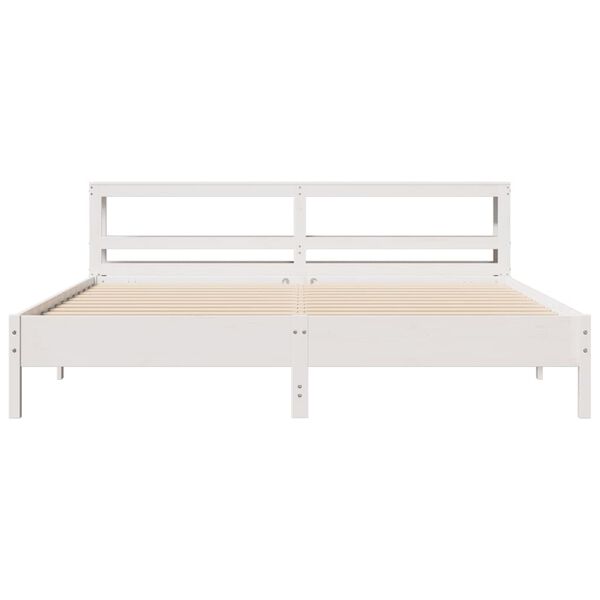 vidaXL Bed Frame without Mattress White 180x200 cm Super King Solid Wood Pine