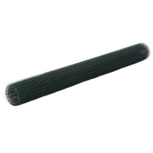 vidaXL Chicken Wire Fence Steel with PVC Coating 10x1,5 m Green