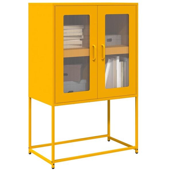 vidaXL Highboard Mustard Yellow 68x39x107 cm Steel