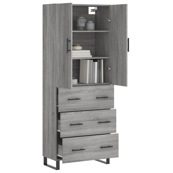 vidaXL Highboard Grey Sonoma 69.5x34x180 cm Engineered Wood