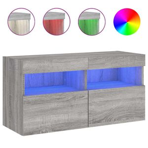vidaXL TV Wall Cabinet with LED Lights Grey Sonoma 80x30x40 cm