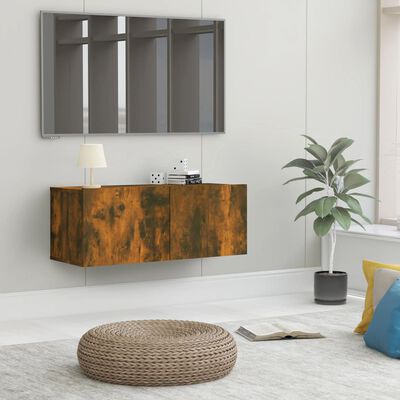 vidaXL TV Cabinet Smoked Oak 80x30x30 cm Engineered Wood