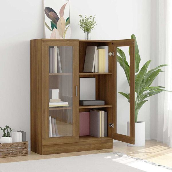 vidaXL Vitrine Cabinet Brown Oak 82.5x30.5x115 cm Engineered Wood