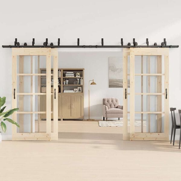 vidaXL Sliding Door Hardware Kit 400 cm Steel Black