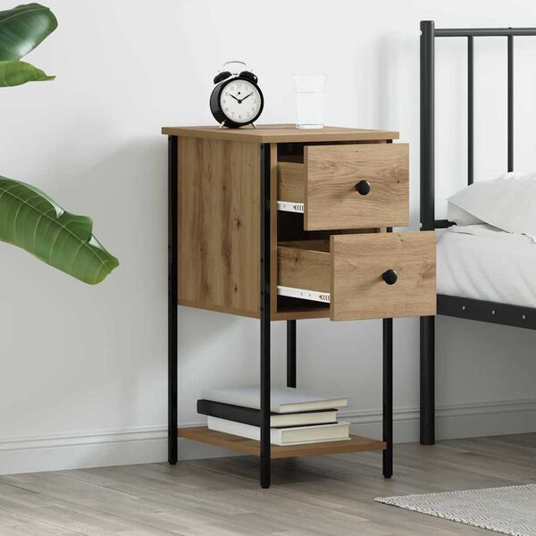 vidaXL Bedside Cabinet with Drawer 2 pcs Artisan oak 32 x 42 x 70 cm