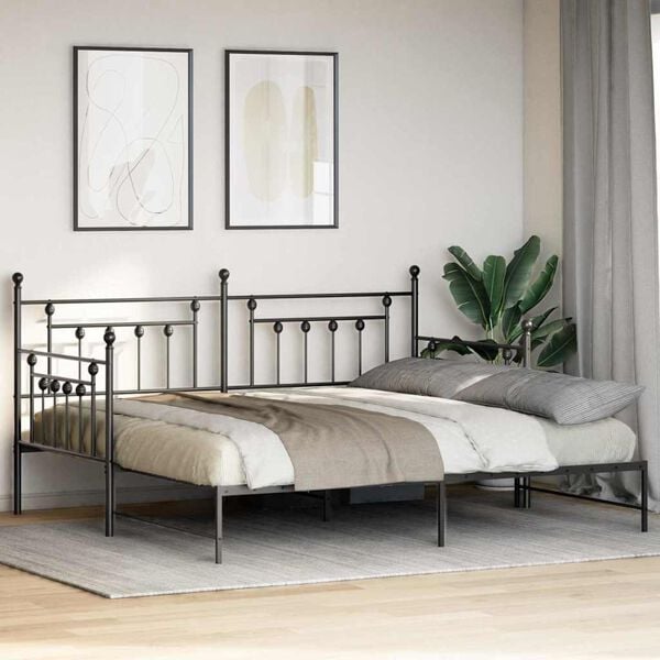 vidaXL Daybed Frame with Headboard Black 100 x 190 cm Steel