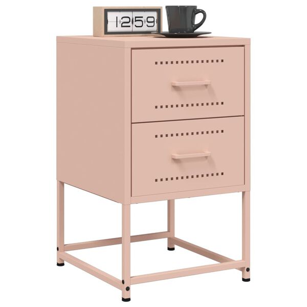 vidaXL Bedside Cabinets 2 pcs Pink 36x39x60.5 cm Steel
