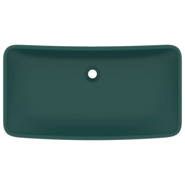 vidaXL Luxury Basin Rectangular Matt Dark Green 71x38 cm Ceramic