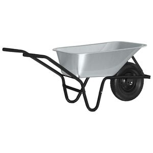vidaXL Wheelbarrow Silver and Black 141 x 60 x 57 cm Steel