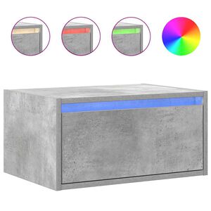 vidaXL Wall-mounted Bedside Cabinet with LED Lights Concrete Grey
