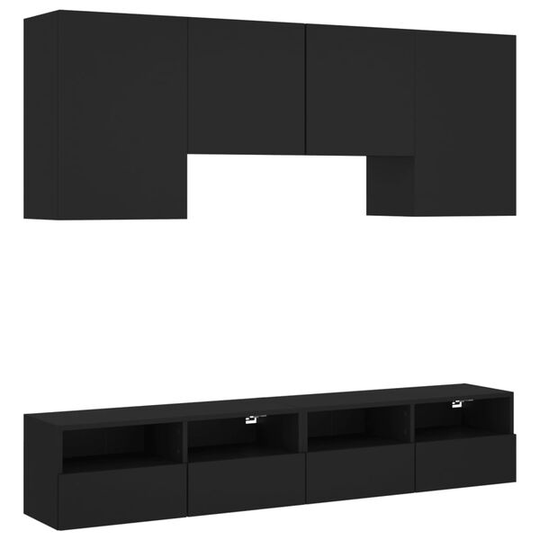 vidaXL 5 Piece TV Wall Units Black Engineered Wood