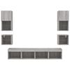 vidaXL 8 Piece TV Wall Units with LED Grey Sonoma Engineered Wood