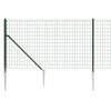 vidaXL Wire Mesh Fence with Spike Anchors Green 1x25 m