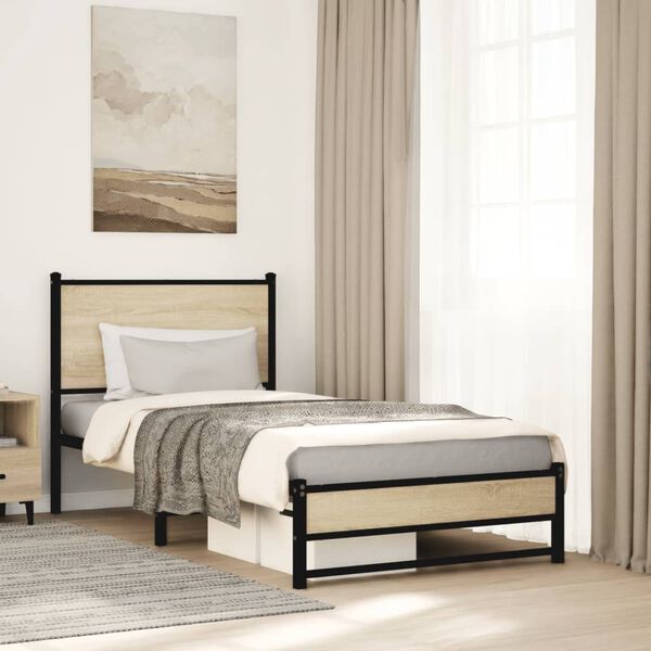 vidaXL Metal Bed Frame without Mattress Sonoma Oak 80x200 cm