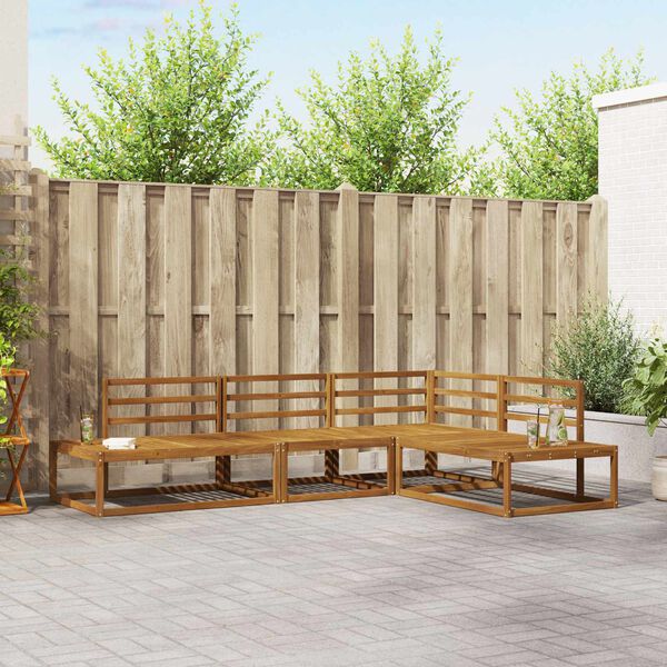 vidaXL Outdoor Sofa Set 4 Piece Natural Solid Acacia Wood