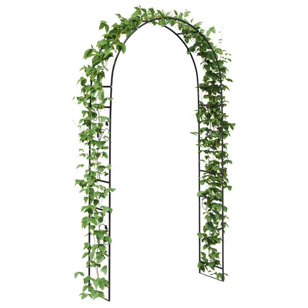 vidaXL Garden Arch Floral Black 115 x 37 x 231 cm