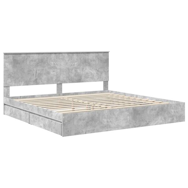 vidaXL Storage Bed Concrete Grey 200 x 200 cm Engineered Wood