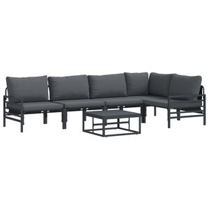 vidaXL Garden Sofa Set with Cushion 6 pcs Black Steel
