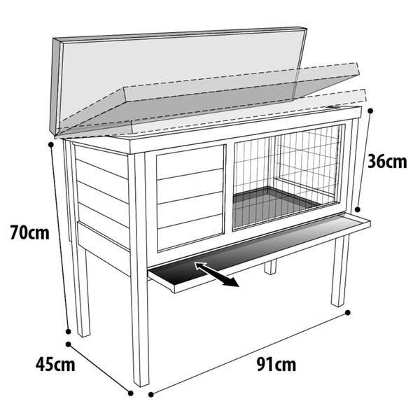 FLAMINGO Rabbit Hutch Bunny 90 91x45x70 cm Brown
