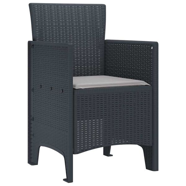 vidaXL Garden Chair 2 pcs Anthracite 53 x 49 x 85 cm PP