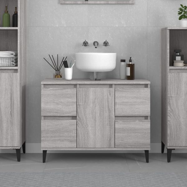 vidaXL Sink Cabinet Grey Sonoma 80x33x60 cm Engineered Wood