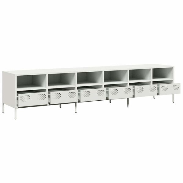 vidaXL TV Cabinet White 202x39x43.5 cm Cold-rolled Steel