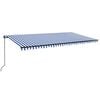 vidaXL Manual Awning 6 x 3.5 m Blue and White Stripe 100% Polyester